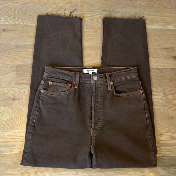 Re/done 70s Ultra High Rise Stove Pipe Straight Leg Jeans Brown Women’s Size 25 - Picture 8 of 11